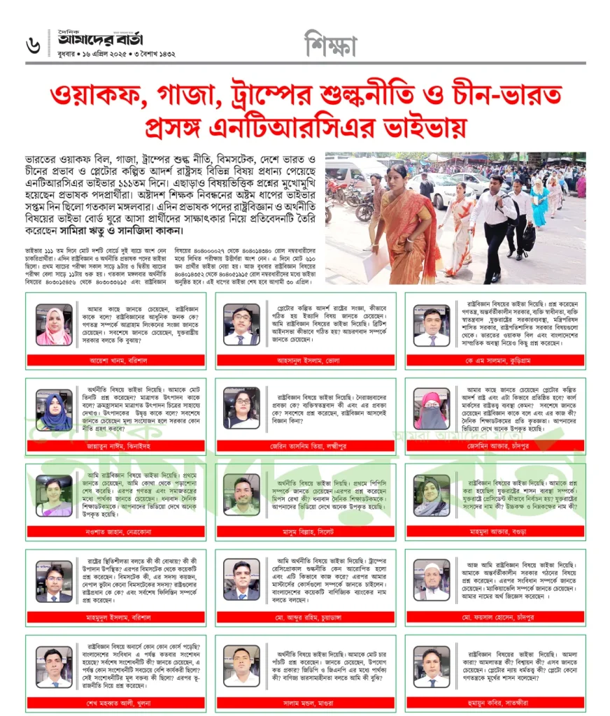 ওয়াকফ, গাজা, ট্রাম্পের শুল্কনীতি ও চীন-ভারত প্রসঙ্গে এনটিআরসিএর ভাইভায়