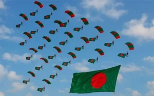 দেশের পতাকা নিয়ে ৫৪ জন প্যারাট্রুপিং করে বিশ্ব রেকর্ড বাংলাদেশের